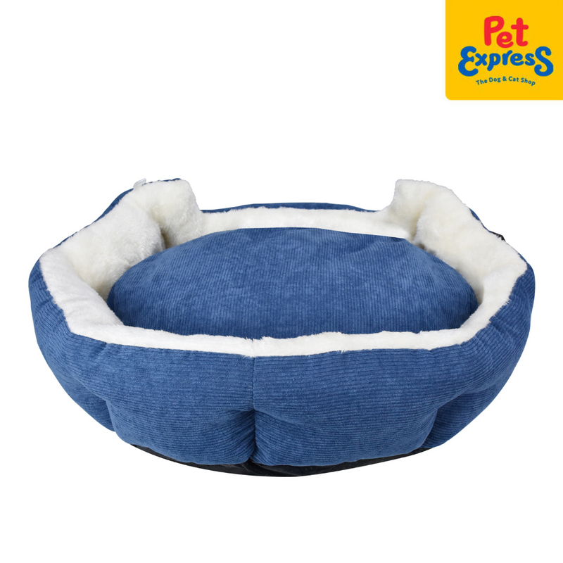PawTalk Corduroy Pet Bed Blue