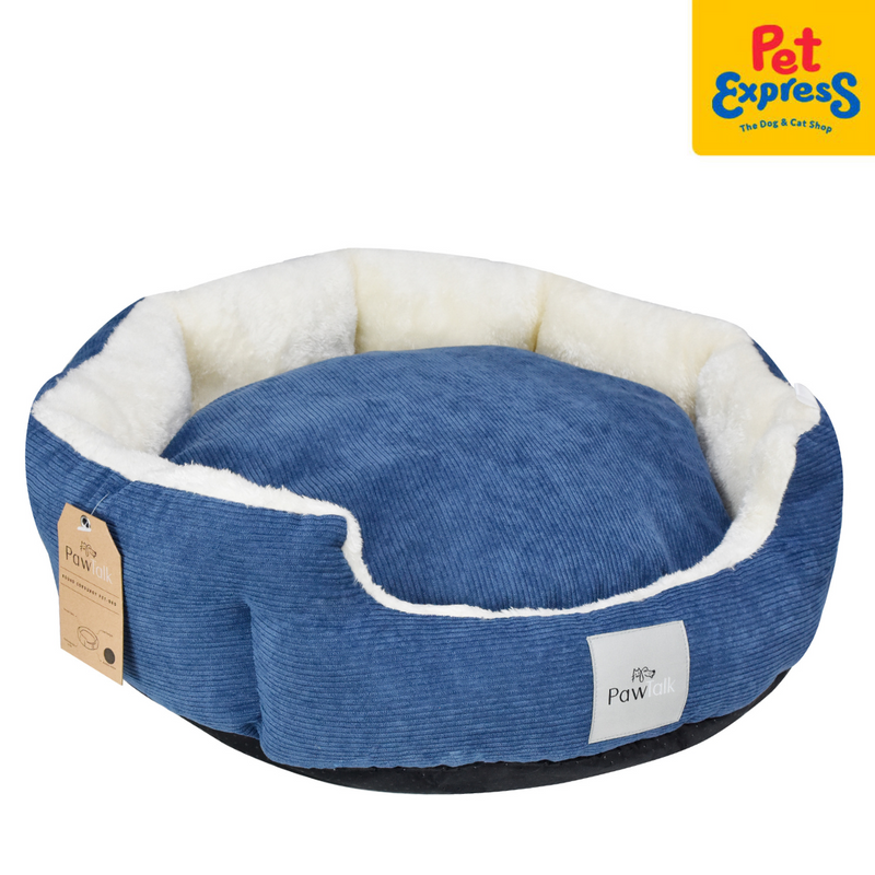 PawTalk Corduroy Pet Bed Blue