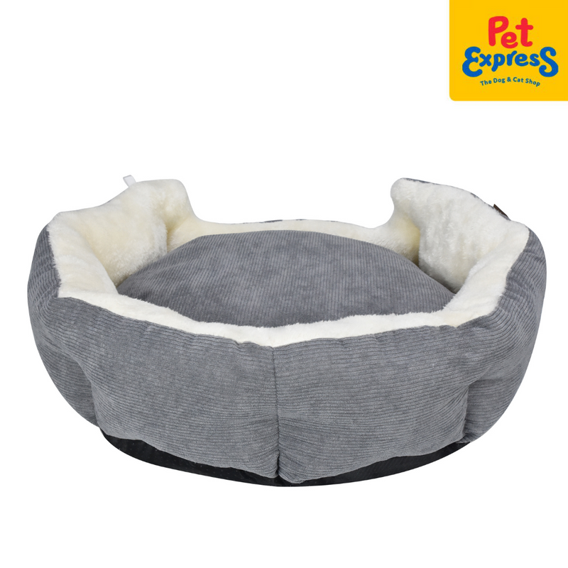 PawTalk Corduroy Pet Bed Gray