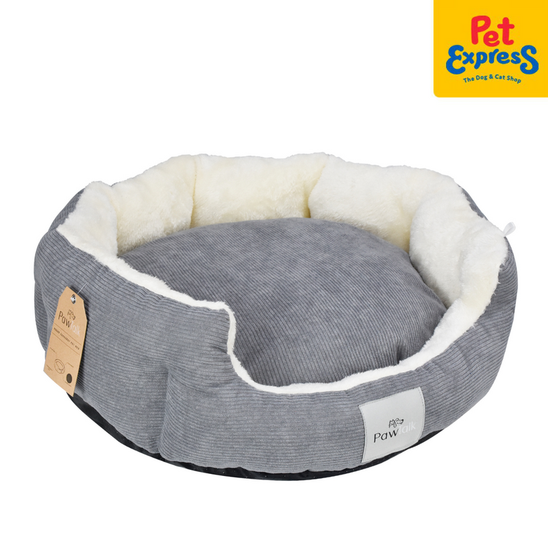 PawTalk Corduroy Pet Bed Gray
