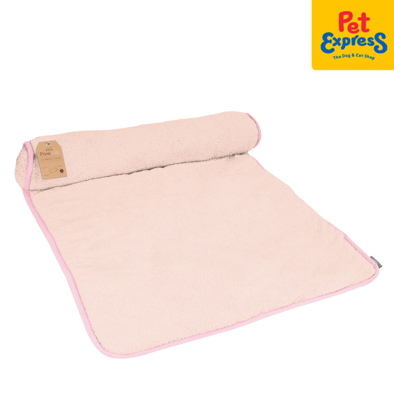 PawTalk Flat with Bolster Pet Bed Pink