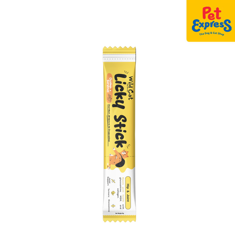 Wild Cat Licky Stick Chicken and Sardines Hip and Joint Premium Cat Treats 8x128g