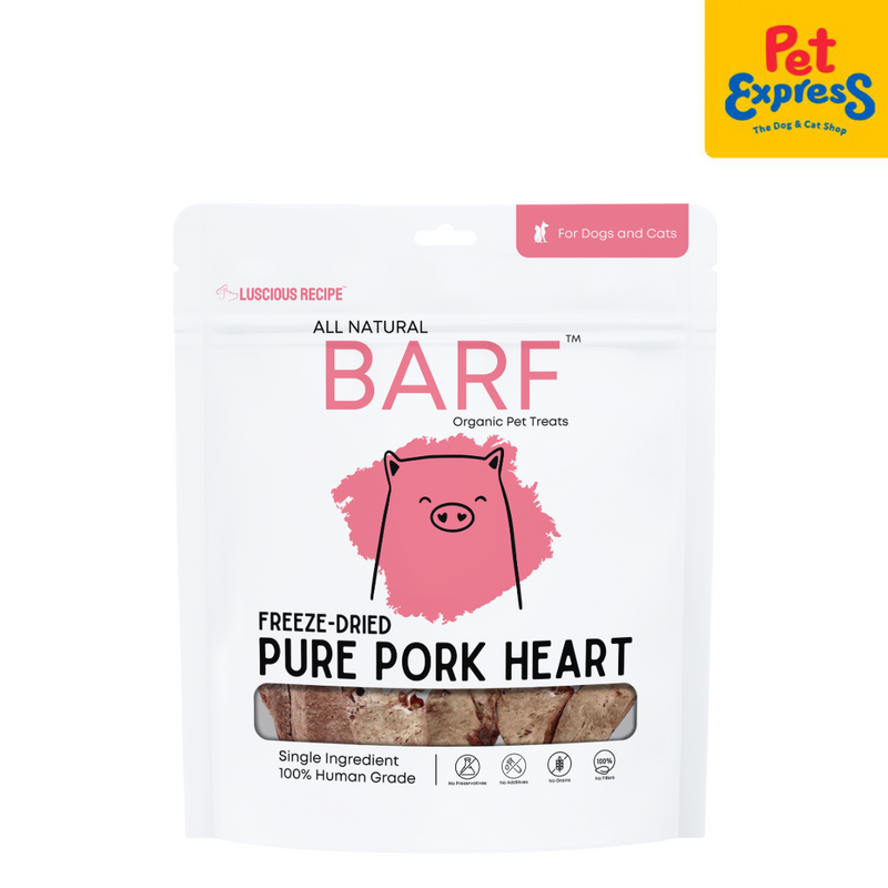 Luscious Recipe All Natural Barf Freeze-Dried Pure Pork Heart Pet Treats 30g