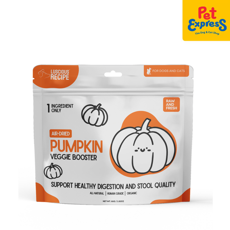 Luscious Recipe Air-Dried Pumpkin Digestion and Stool Quality Veggie Booster Pet Treats 80g