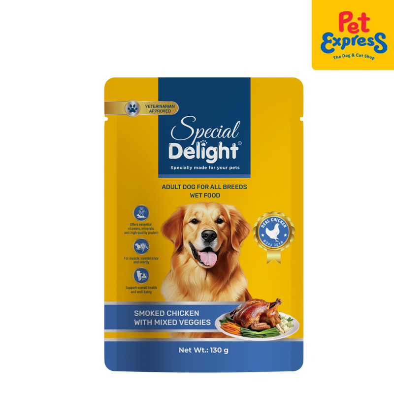 Special Delight Adult Smoked Chicken with Mixed Veggies Wet Dog Food 130g (10 pouches)