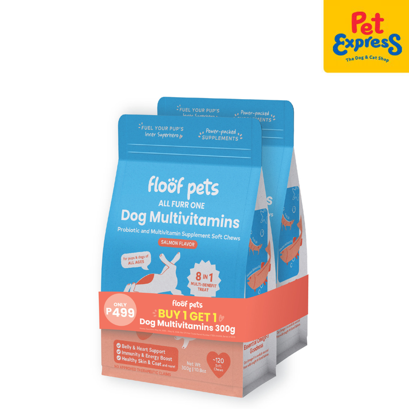 Floof Pets 8-in-1 Probiotic and Multivitamins Dog Supplement 120s 300g Buy One Take One