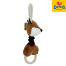 Pet Pals Plush Squeaky Elastic Fox with Rope Dog Toy 28cm