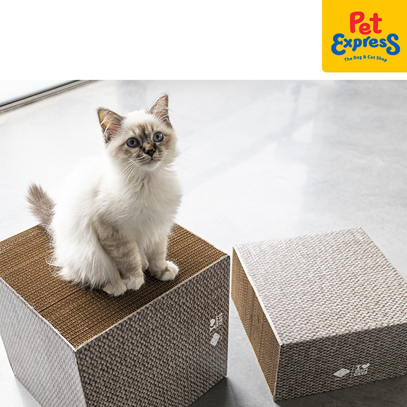 [FOR PRE-ORDER] I Love Happy Cats Freya - Cardboard Scratcher Block Small Beige