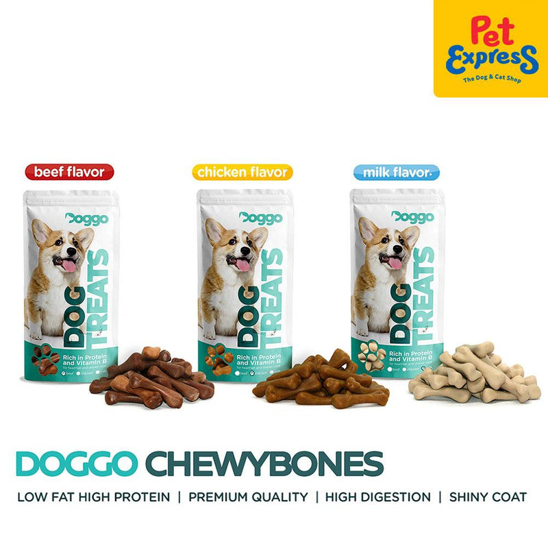 Doggo Chewy Bones Beef Dog Treats Mini Pouch 80g