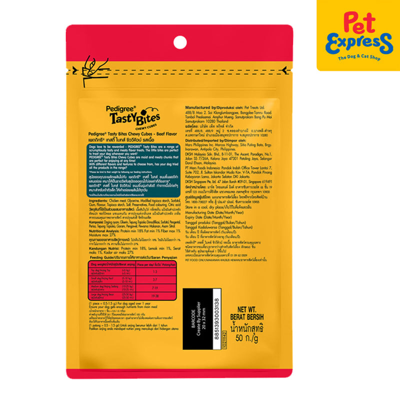 Pedigree Tasty Bites Chewy Cubes Beef Dog Treats 50g (Expiration Date: February 2026)