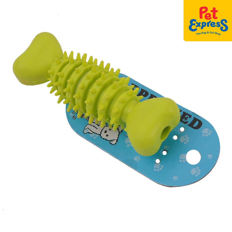 Approved Teether Flat with Spike Dog Toy 4 inches Yellow Green