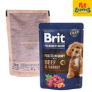 Brit Premium By Nature Adult Fillets in Gravy Beef and Carrot Wet Dog Food 85g (24 pouches)