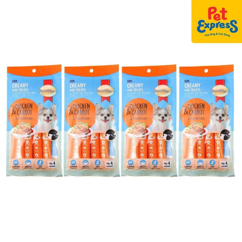 BUY 4 SmartHeart Creamy Chicken and Carrots Dog Treats 60g (4 packs)