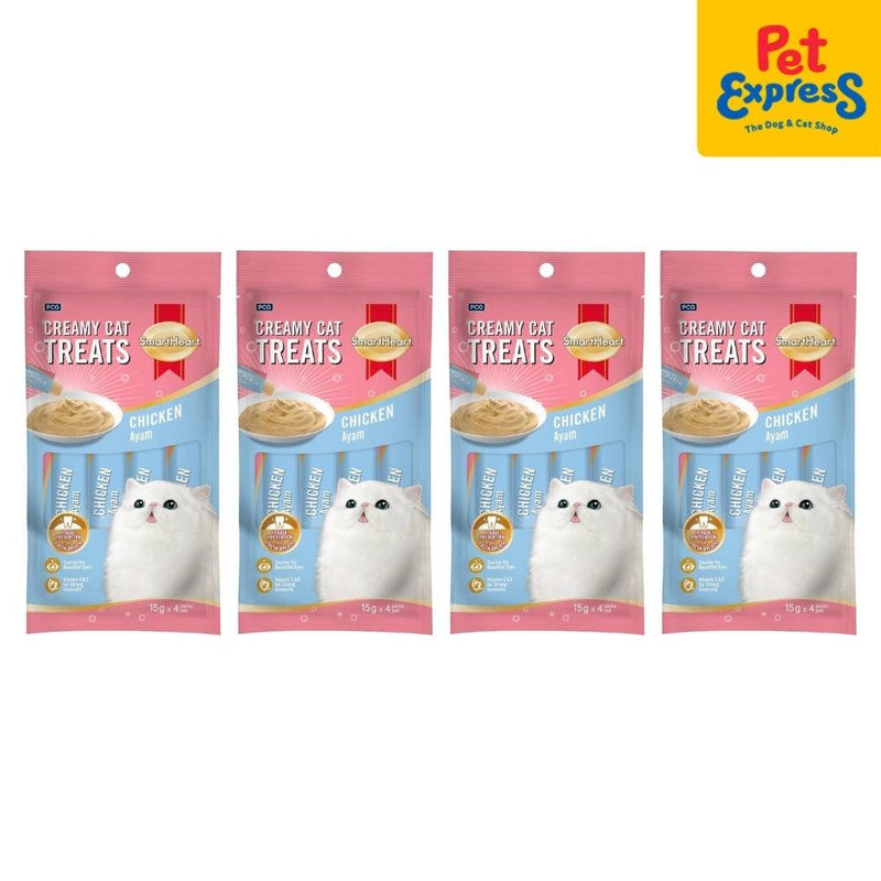 BUY 4 SmartHeart Creamy Chicken Cat Treats 60g (4 packs)