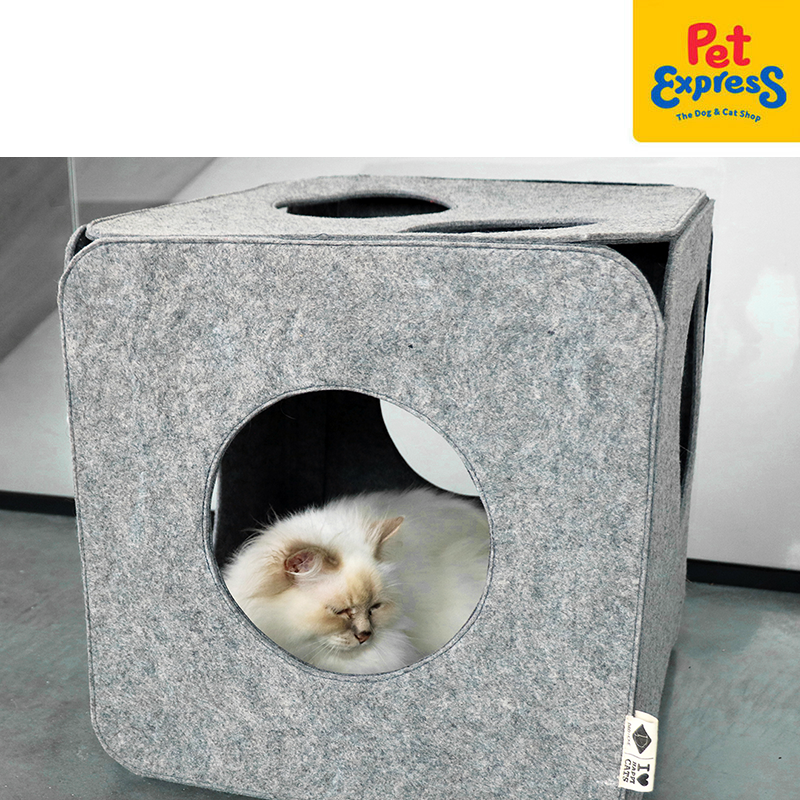 [FOR PRE-ORDER] I Love Happy Cats Nala - Felt Play Cube Gray