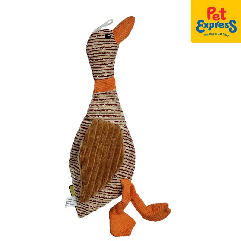 Pet Pals Plush Squeaky Corduroy Brown Duck Dog Toy 38cm