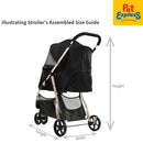Pet Pals 3 Wheel Pet Stroller Black Gold