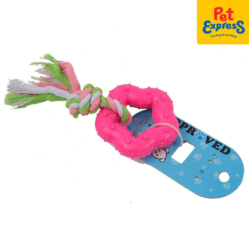 Approved Teether Star with Rope Dog Toy Pink