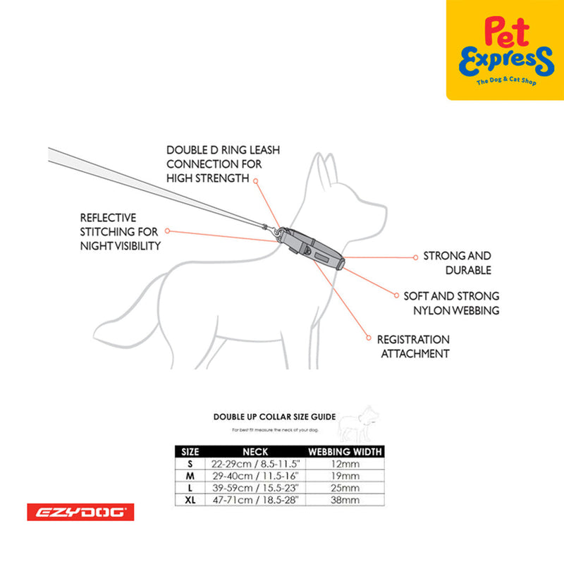 EzyDog Double Up Dog Collar Small Blue