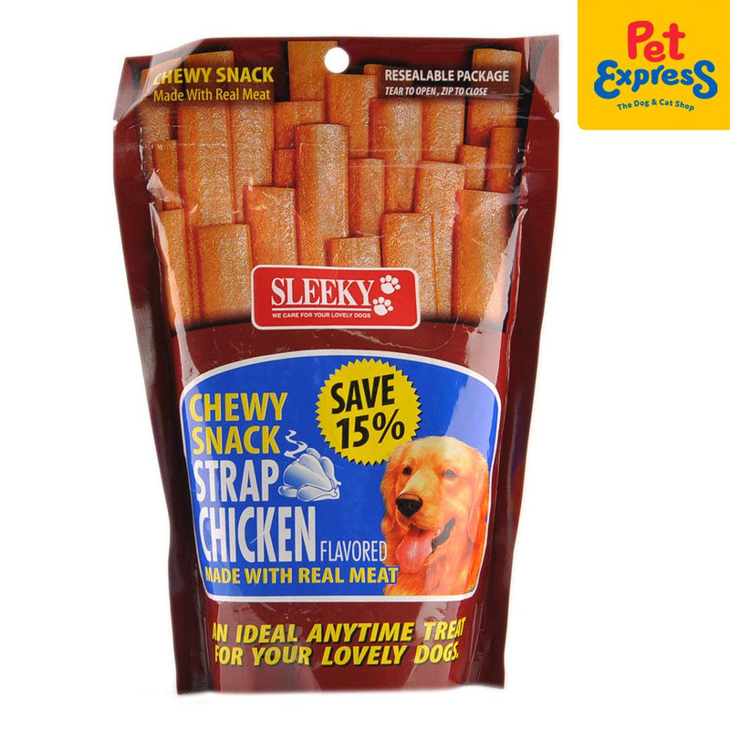 Sleeky Chewy Snack Strap Chicken Dog Treats 175g