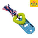 Approved Teether Triangle with Rope Dog Toy Yellow Green