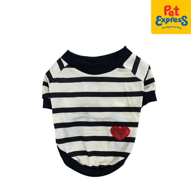 Pet Express Shirt Stripes Heart Dog Apparel Small Beige