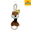 Pet Pals Plush Squeaky Elastic Fox with Rope Dog Toy 28cm