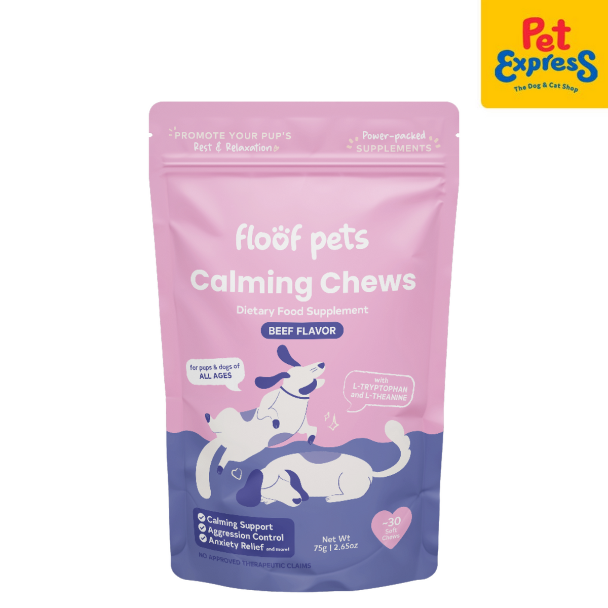 Floof Pets All Ages Calming Chew Dog Supplement 75g Pet Express