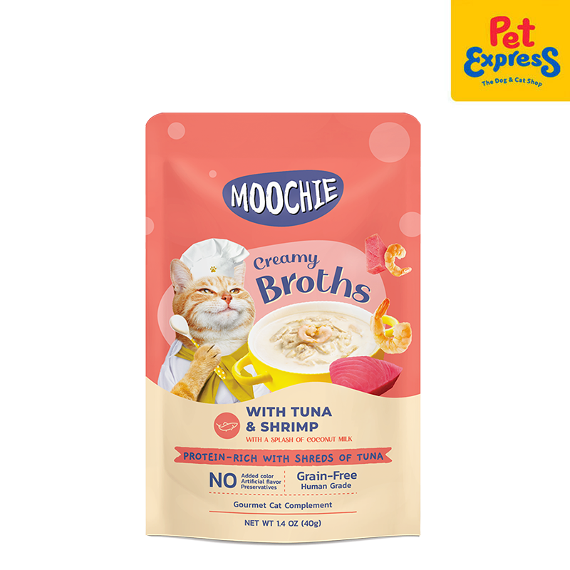 Moochie Creamy Broths Tuna Shrimp Wet Cat Food 40g (12 pouches)