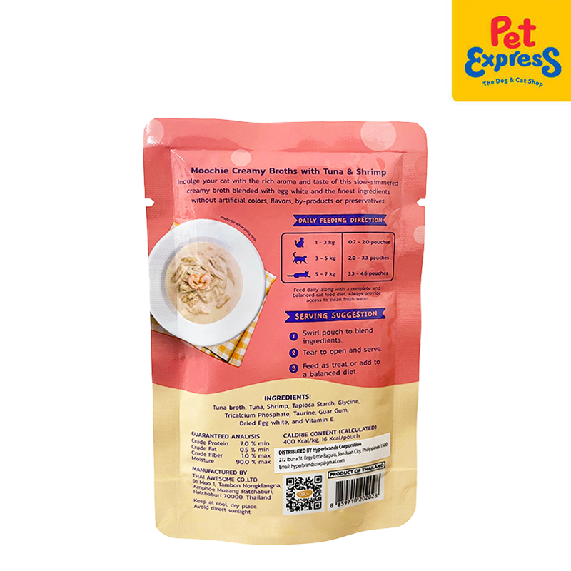 Moochie Creamy Broths Tuna Shrimp Wet Cat Food 40g (12 pouches)
