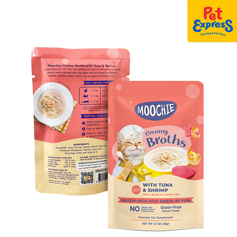 Moochie Creamy Broths Tuna Shrimp Wet Cat Food 40g (12 pouches)