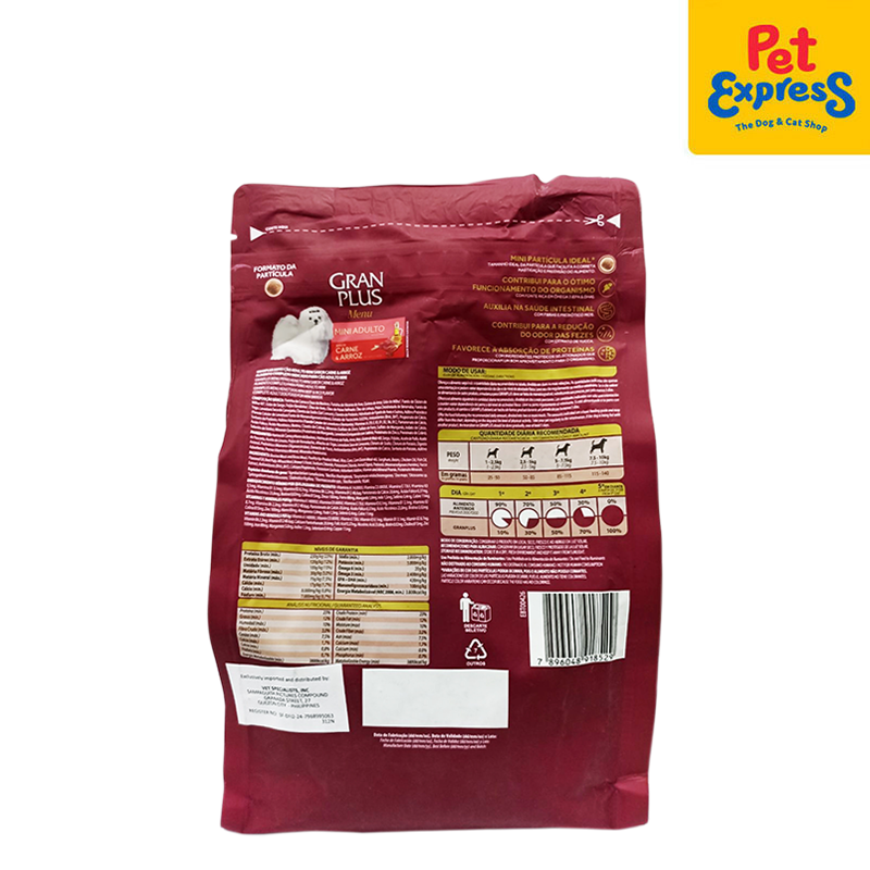 GranPlus Menu Adult Mini Beef and Rice Dry Dog Food 1kg