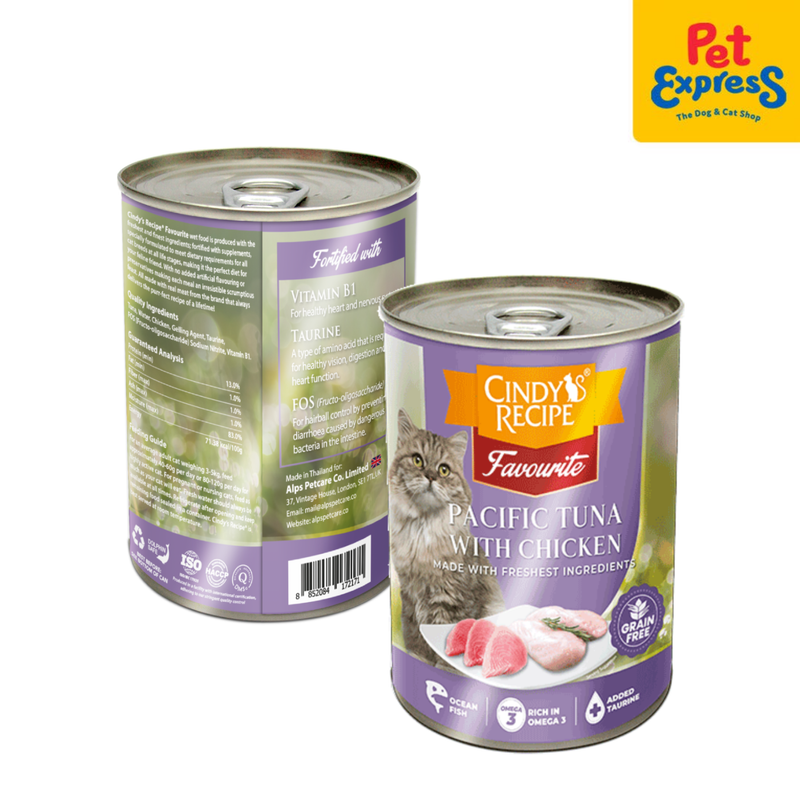 Cindy's Recipe Favourite Pacific Tuna with Chicken Wet Cat Food 400g (2 cans)