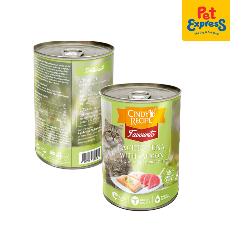 Cindy's Recipe Favourite Pacific Tuna with Salmon Wet Cat Food 400g (2 cans)