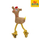 Lucky Dog Squeaky Giraffe Rope Dog Toy Brown