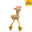Lucky Dog Squeaky Giraffe Rope Dog Toy Brown