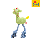 Lucky Dog Squeaky Giraffe Rope Dog Toy Green