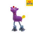 Lucky Dog Squeaky Giraffe Rope Dog Toy Purple
