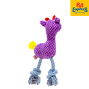 Lucky Dog Squeaky Giraffe Rope Dog Toy Purple