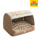Snug Pals Coco Printed Cave Pet Bed Brown