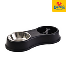 Approved Bone Shape Dual Pet Bowl Black 4196