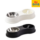 Approved Bone Shape Dual Pet Bowl Black 4196