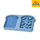 Approved Bread Shape Dual Slow Feeder Pet Bowl Blue 4199