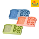 Approved Bread Shape Dual Slow Feeder Pet Bowl Blue 4199