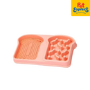 Approved Bread Shape Dual Slow Feeder Pet Bowl Pink 4199