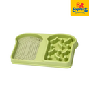 Approved Bread Shape Dual Slow Feeder Pet Bowl Green 4199