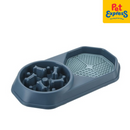 Approved Hexagon Slow Feeder Dual Pet Bowl Blue 4195