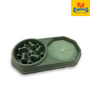 Approved Hexagon Slow Feeder Dual Pet Bowl Green 4195