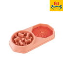 Approved Hexagon Slow Feeder Dual Pet Bowl Pink 4195