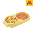 Approved Hexagon Slow Feeder Dual Pet Bowl Yellow 4195